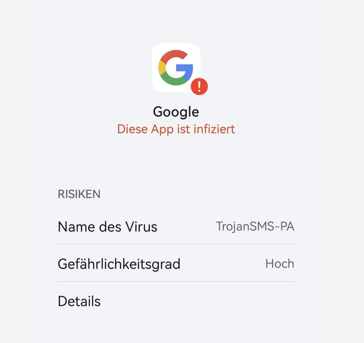 Google - Diese App ist infiziert